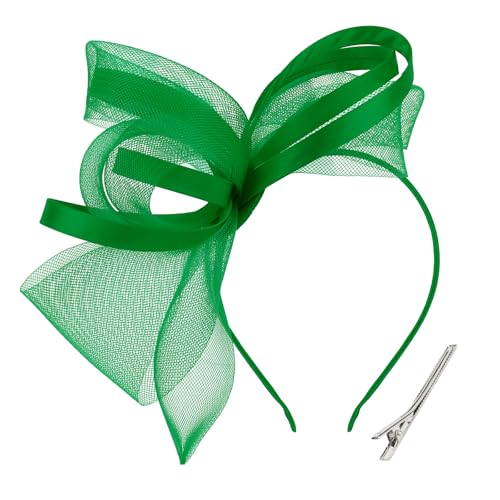Green Fascinators Hats for Women, Fascinator Headband Women's Tea Party Hat Derby Hats for Cocktail, Wedding, Fancy Dress Party, 1920s Accessories for Women - color: Emerald Green