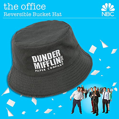 The Office Dunder Mifflin Bucket Hat, Packable Travel Hat, Wide Brim Summer Hat - color: Gray and Black, size: One Size