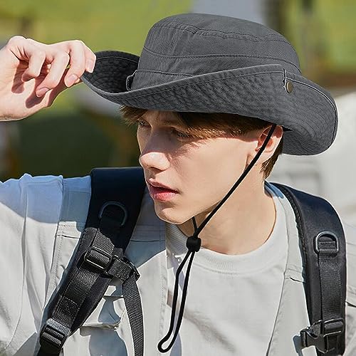 Clakllie Reversible Packable Boonie Fishing Hat UV Protection Sun Beach Hat - color: S-hjy6-grey