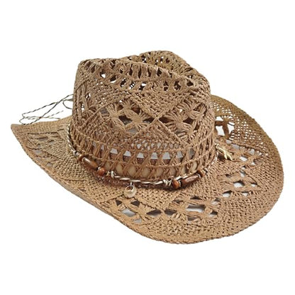 Straw Cowboy Hat for Women, Cowgirl Hat Wide Brim Western Cowboy Hat - color: Style4