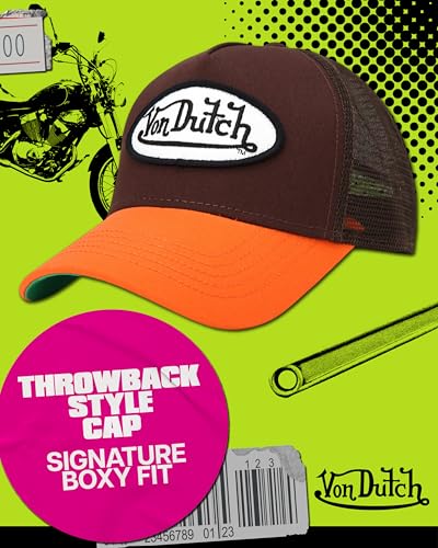 Von Dutch Unisex Trucker Hat, Colorblock, Mesh Back, Curved Bill, Snapback - color: Sepia Stone