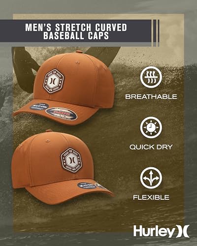Hurley Mens Moisture-Wicking Quick-Dry Curved Bill Baseball Cap - color: Terra Cotta
