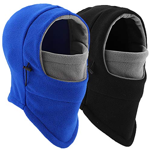 Balaclava Ski Mask 2 Pcs, Windproof Warm Winter Mask for Men & Women - color: Black/Gray+blue/Gray