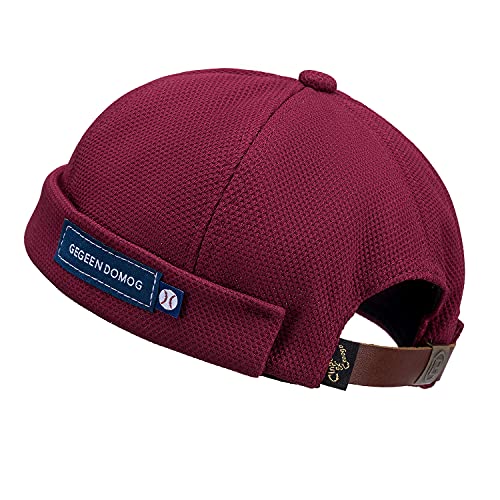 CLAPE Watch Cap Work Beanie Corduroy Docker Leon Brimless Hat Rolled Cuff Harbour Hat - color: Ct18-wine Red