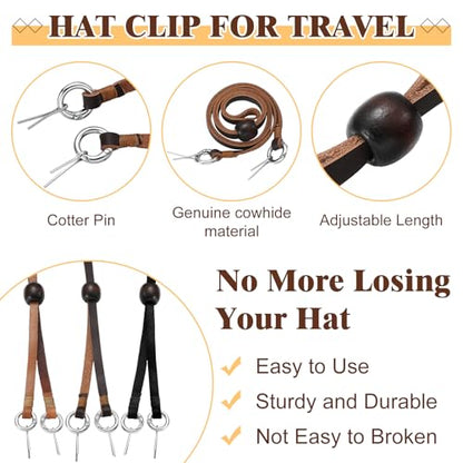 Wavwavw Leather Stampede Strings for Cowboy Hats Chin Straps