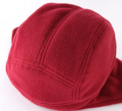 Home Prefer Mens Womens Warm Fleece Beanie Earflap Winter Hat Outdoor Winter Cap - color: Wine Red
