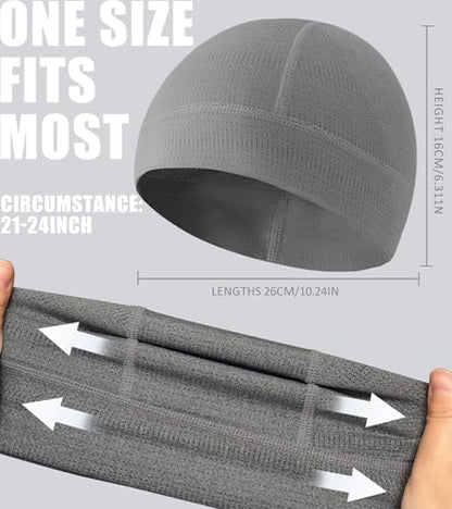 Skull Cap Helmet Liner for Men Women Cooling Hat Running Beanie - color: Set B-black,dark Gray,light Gray