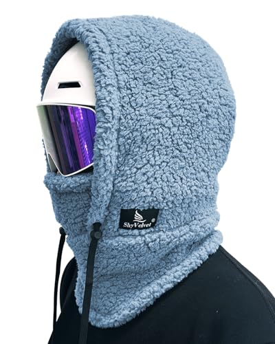 Shy Velvet Sherpa Hood Balaclava Wind-Resistant Ski Mask for Men and Women - color: Blue