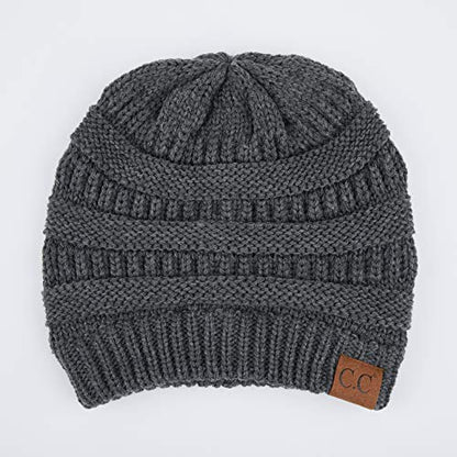 C.C Exclusives Cable Knit Beanie - Thick, Soft & Warm Chunky Beanie Hats - color: Dk Mel Grey