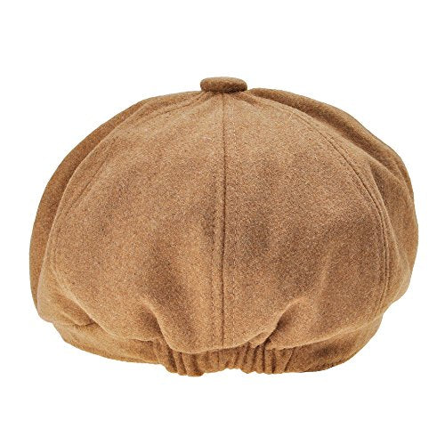 ZLYC Women Classic Newsboy Cap Visor 8 Panel Gatsby Cabbie Paperboy Hat - color: Camel