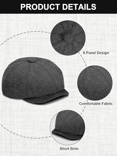 Senker Fashion 2 Pieces Newsboy Cap for Men - color: Dark Grey Khaki