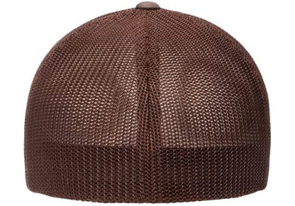 Flexfit 6511 Fitted Mid-Profile Stretchable Mesh Panels Trucker Cap - color: Brown, size: Large-X-Large