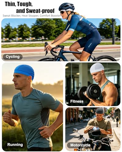 3PCS Cooling Breathable Skull Cap for Men Women Helmet Liner Caps - color: 3pcs(black+white+dark Blue)