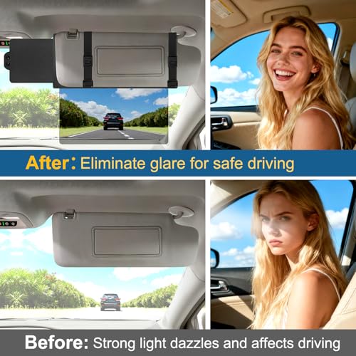 Veharvim Sun Visor Extender for Car (Polarized, UV400, PC Lens, Side Sunshade, Straps&Adjusters), Car Visor Extender Sun Blocker, Visor Extender Attachment, Anti-Glare for Safe Driving(Passenger Side) - size: Passenger Side