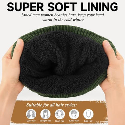 OZERO Winter Beanies Hats Men: Beanie with Ear Flaps - color: Army Green