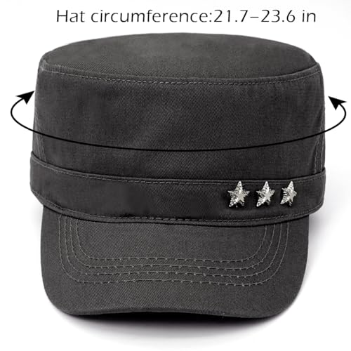 Cadet Hat Flat Top Hats Army Military Caps for Men Women - color: Gray D