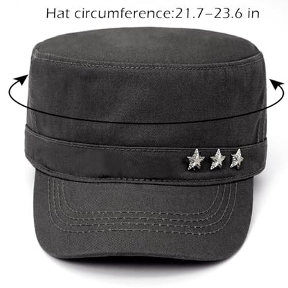 Cadet Hat Flat Top Hats Army Military Caps for Men Women - color: Gray D