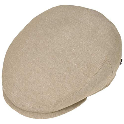 Lierys Inglese Linen Flat Cap Newsboy Linen Cotton Made in Italy Men Spring Summer Beige - color: Beige, size: 7
