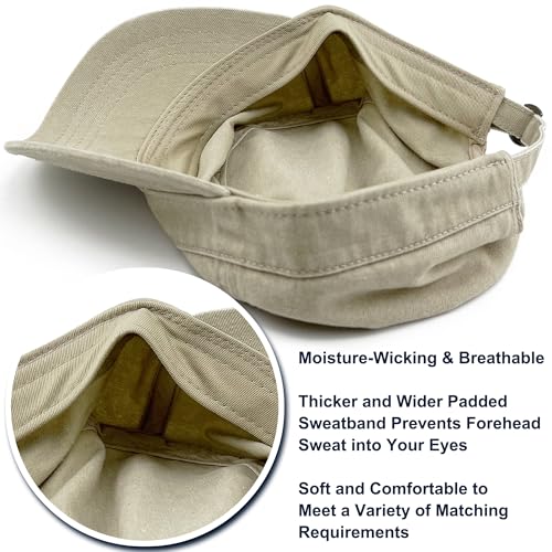 Loneshark Washed Cotton Military Hat Cadet Cap Army Flat Top Basic Everyday - color: Khaki, size: X-Large-XX-Large