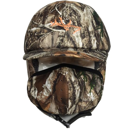 EDTREK Waterproof Trapper Hat with Face Mask for Coldest Conditions - Backcountry Winter Bomber Hat - color: Rt Edge Camo, size: Large