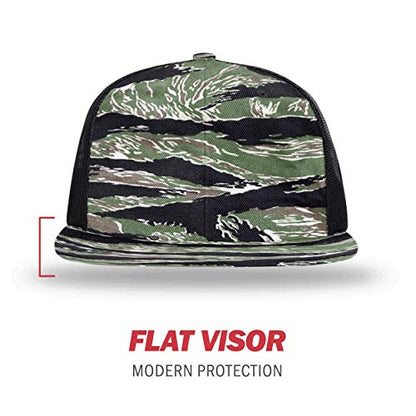 Richardson Unisex 511 Flatbill Trucker Adjustable Snapback Baseball Cap - color: Tiger Camo/Black