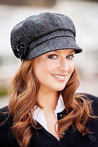 Newsboy Hat for Women's Cap 8 Panel Wool Made in Ireland - color: Dark Gray