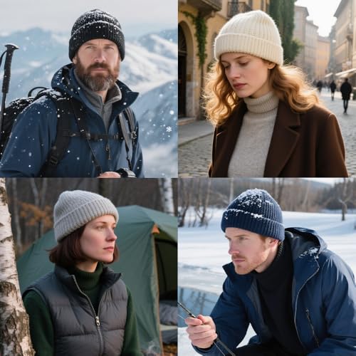 Unisex Winter Beanie for Men Women Soft Fleece Lined Warm Knit Hat - color: Deep Blue