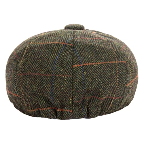 Men's Wool Newsboy Cap 8-Panel Tweed Taxi Hat Herringbone Gatsby Flat Hats - color: A-khaki