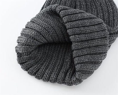 Connectyle Women's Rib Knit Cuffed Beanie Hat Stretch Acrylic Winter Hat Thick Warm Snow Ski Cap - color: Dark Grey
