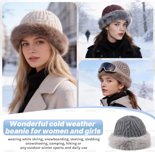 Womens Winter Knit Slouchy Beanie Hat Warm Knitted Skull Ski Cap Hats for Women Plush Edge Brimless Beanies Snow Hat - color: Mg-zzmxg25114-black
