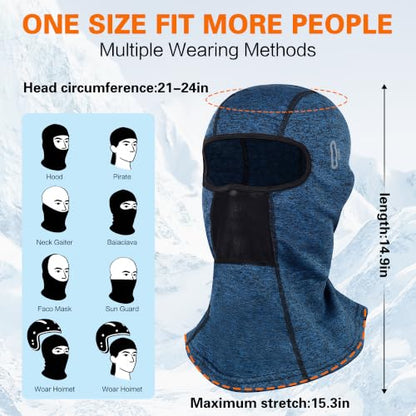 Balaclava Ski Mask for Men Women Velvet-Lined Full Head Cover Neck Gaiter - color: Ylr1-black+grey