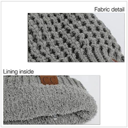 C.C Hatsandscarf Exclusives Unisex Solid Ribbed Beanie with Pom (HAT-43) - color: A Waffle Stitch Pattern-monaco