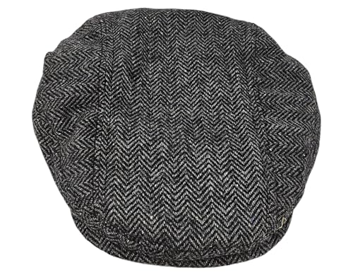Traditional Men's Irish Flat Cap, 100% Wool Tweed, Made in Ireland - color: Grey, size: Medium