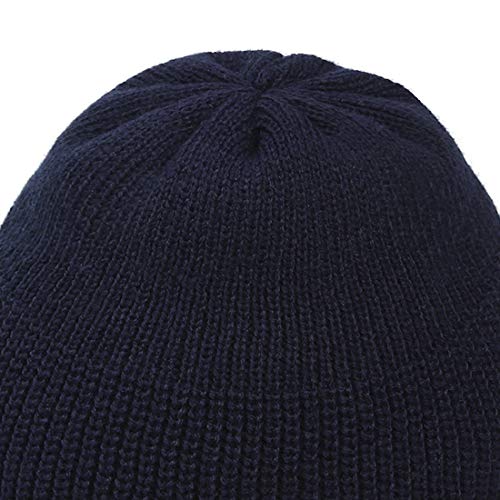 UNDERCONTROL Winter Trawler Fisherman Beanie Men Women Unisex Stylish Plain Docker Skull Hat Roll up Watch Cap Color Pack - color: Navy