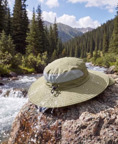 Home Prefer UPF 50+ Wide Brim Sun Hats with Neck Flap Sun Protection Hat for Men Women Gardening Fishing Summer Bucket Hat - color: Light Vert Khaki