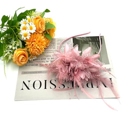 Fascinators Hat Tea Party Hat for Women 1920s Halloween Party - color: Dusty Pink