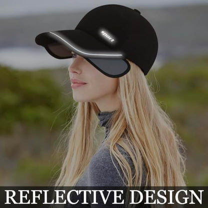 2Pcs Mesh Back Baseball Cap with Retractable Brim for Men Women UV Sun Protection Breathable Tennis Golf Visors Hats - color: Black& White