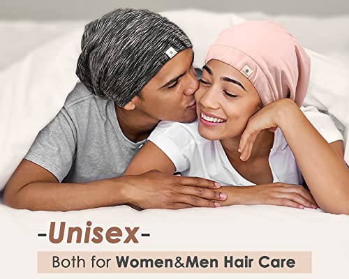 YANIBEST Slouchy Beanie Hat Satin Lined Sleep Cap Chemo Headwear Caps - color: Black-wine, size: Large
