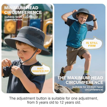 Century Star Outdoor Kids Sun Hat UPF 50+ Quick Dry Adjustable Bucket Hat Windproof Waterproof Beach Fishing Safari Hat - color: Army Green