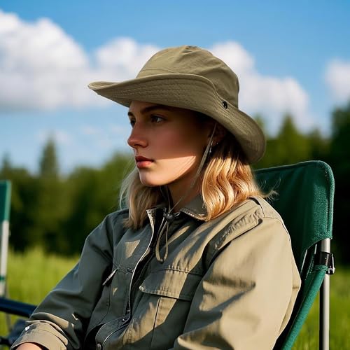 CLAPE Wide Brim Sun Hat for Men Women Lightweight Breathable Fishing Hat UPF50+ Foldable Bucket Hat for Fishing Hiking Beach - color: Xt05-green