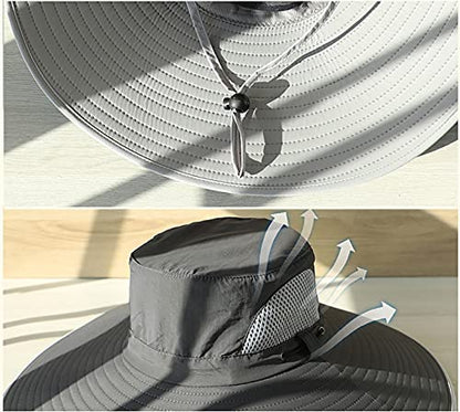 Leotruny Men Wide Brim Sun Hats UPF50+ Waterproof Breathable Bucket Hat - color: C04-light Grey