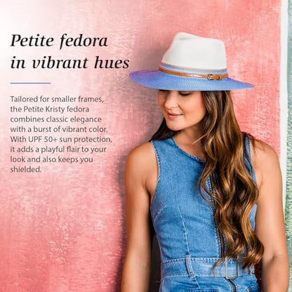 Wallaroo Women’s Petite Kristy Fedora (Ivory/Stone, Small) – UPF 50+ UV Sun Protection, Packable, Adjustable, Small Size – Fedora Sun Hat for Travel, Hiking, Outdoor Adventures | Year Round
