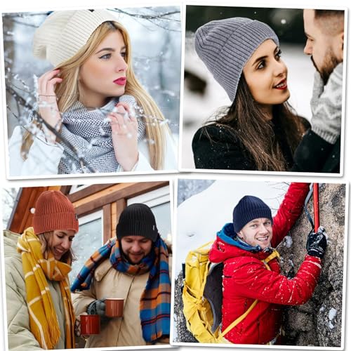 Beanie Hats for Men 30% Merino Wool Knit Hat, Winter Hats for Women Thick Warm Lined, Beanie for Women Cold Weather Skull Cap - color: Navy