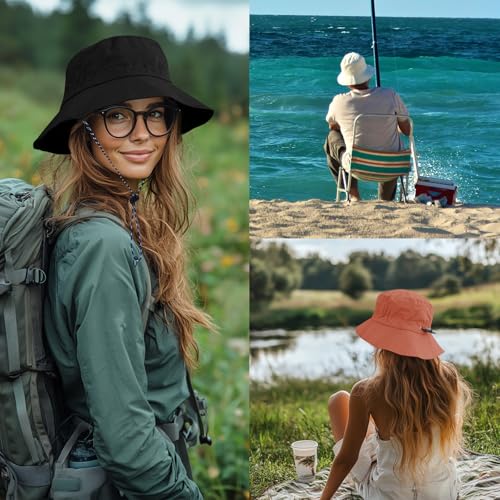 PFFY Packable Sun Bucket Hat for Men Women Outdoor UV Protection Sun Hats - color: Grey