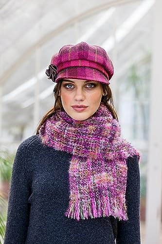 Newsboy Hat for Women's Cap 8 Panel Wool Made in Ireland - color: Red Plaid