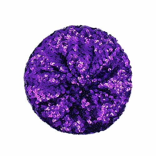 JUMISEE Sparkly Sequin Berets for Women Girls Fashion Beanie Hat Costume Accessories for Festival Party Dance - color: Purple