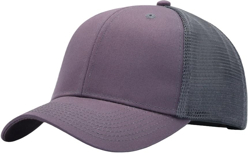 Mens Mesh Snapback Trucker Hat Baseball Cap, Fits OSFM&XXL Head - color: Dark Grey, size: Medium-Large