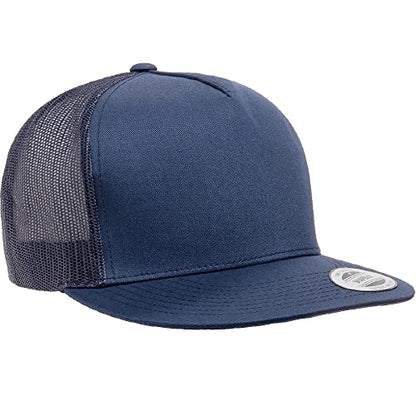 Yupoong 5-Panel YP Classic Trucker Cap | High Profile Flat Visor Snapback - color: Navy