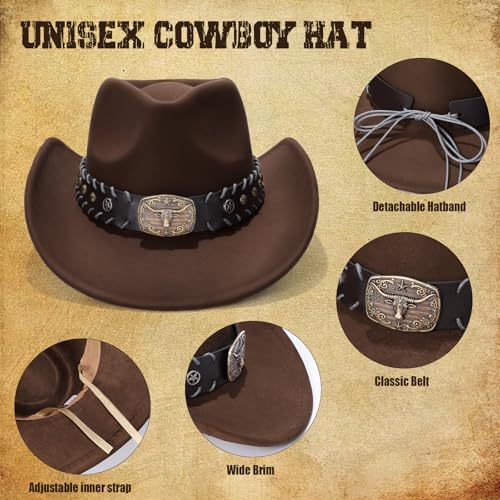 BELTROAD Cowboy Hat for Men Women, Western Cowboy Hats with Gift Hat Box - color: Brown( Bull Bronze ), size: Large