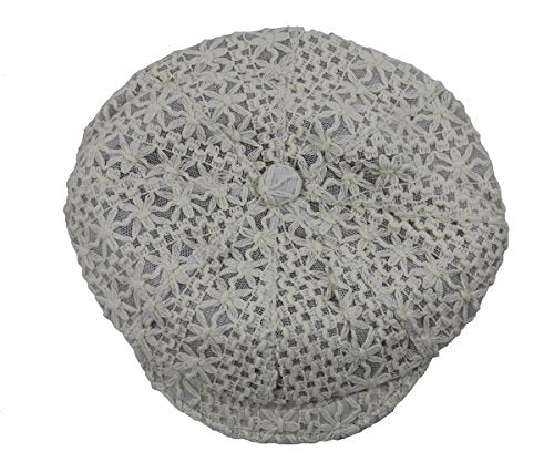 Ladies Summer Crochet Newsboy Hats (Ivory)